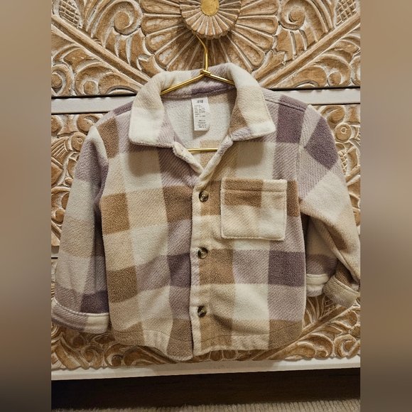 H&M Other - H&M Kids Checkered Fleece Shirt - Cream, Purple, Taupe